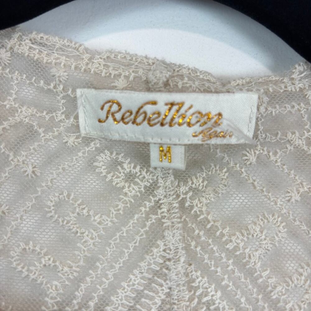 Rebellion Again White Lace Kimono Coverup - Size M Boho whimsical Bridal - Picture 4 of 8